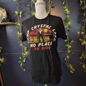 Graphic 'Camp Crystal Lake - No Place to Hide' Black Women's Tee